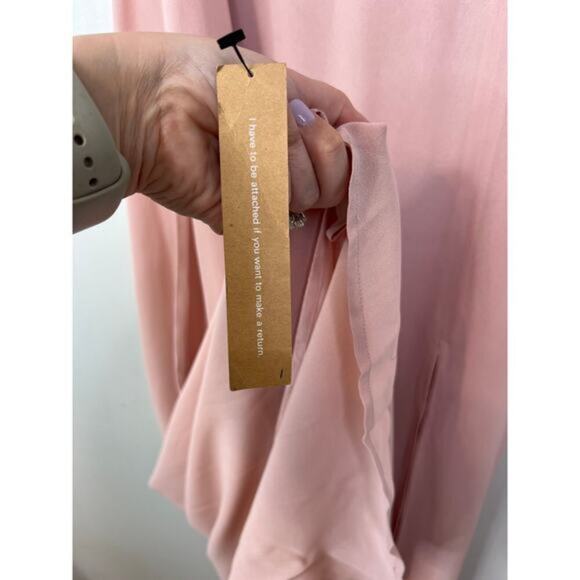 NWT Reformation Evelyn One Shoulder Long Blush Pink Maxi Dress with Front Slit - Picture 7 of 10